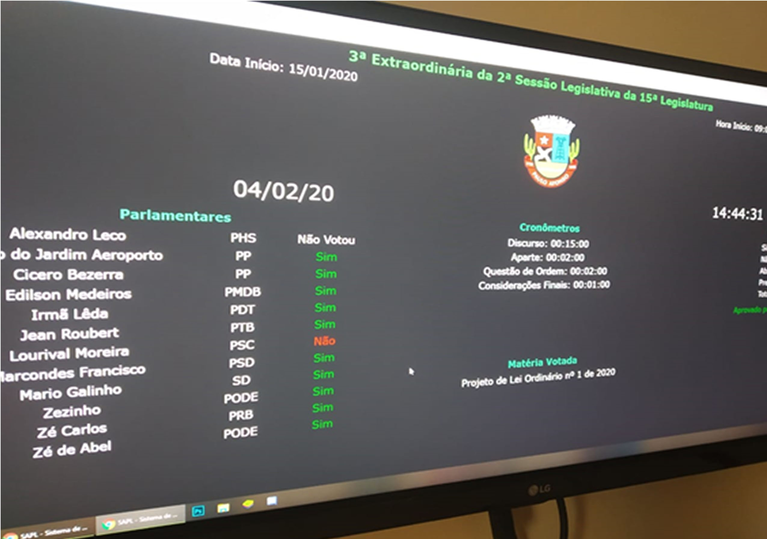 Após recesso, CMPA terá votações com painel eletrônico